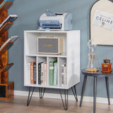Record Player Stand with 5 Open Compartments for Living Room &amp; Bedroom-White