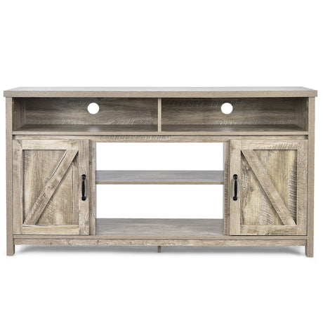 59 Inch TV Stand Media Center Console Cabinet with Barn Door for TV's 65 Inch-Natural