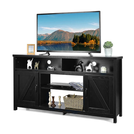 59 Inch TV Stand Media Center Console Cabinet with Barn Door for TV's 65 Inch-Black