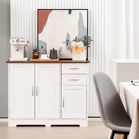 Sideboard with worktop &amp; doors &amp; drawers &amp; adjustable shelves kitchen cabinet white