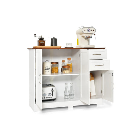 Sideboard with worktop &amp; doors &amp; drawers &amp; adjustable shelves kitchen cabinet white