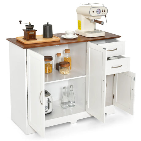 Sideboard with worktop &amp; doors &amp; drawers &amp; adjustable shelves kitchen cabinet white