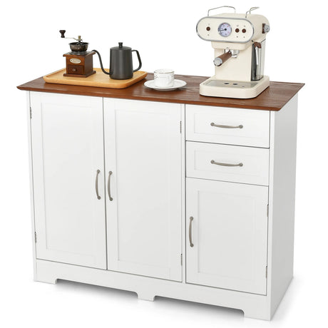 Sideboard with worktop &amp; doors &amp; drawers &amp; adjustable shelves kitchen cabinet white