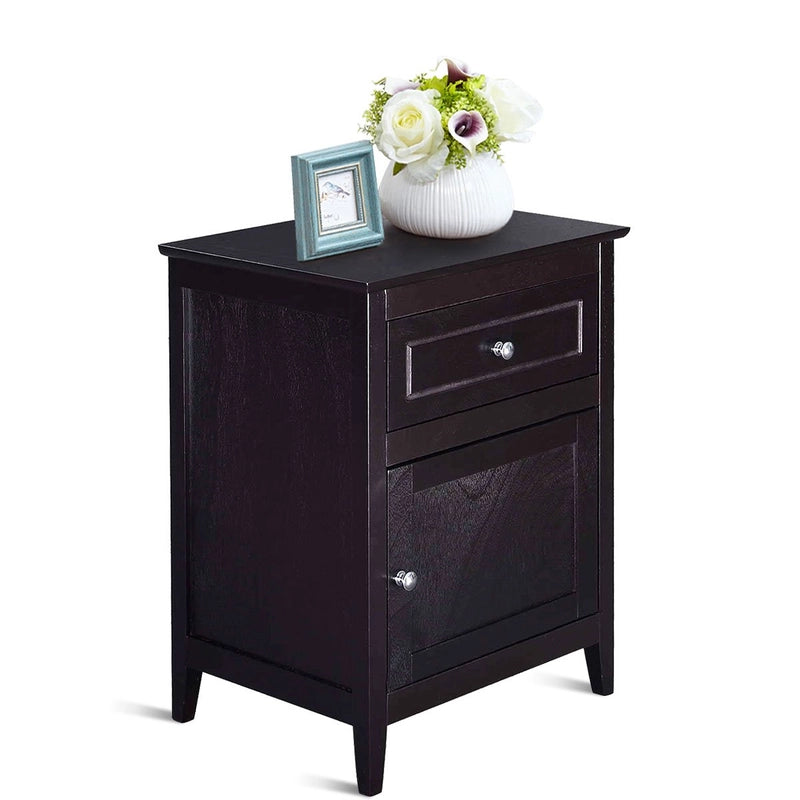 2-Tier Accent Table with Spacious Tabletop-Dark Brown