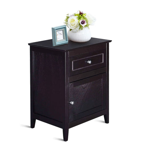 2-Tier Accent Table with Spacious Tabletop-Dark Brown