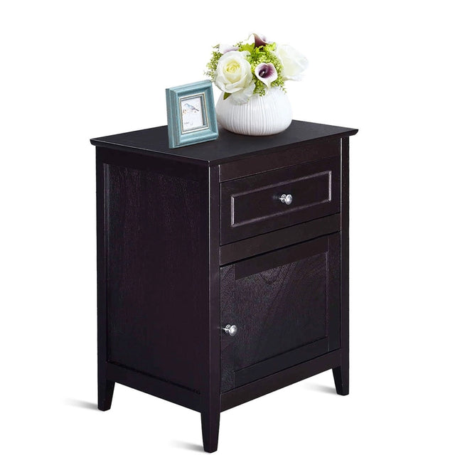 2-Tier Accent Table with Spacious Tabletop-Dark Brown