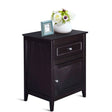 2-Tier Accent Table with Spacious Tabletop-Dark Brown