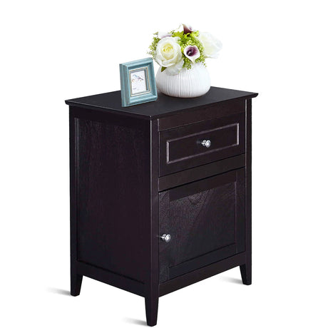 2-Tier Accent Table with Spacious Tabletop-Dark Brown