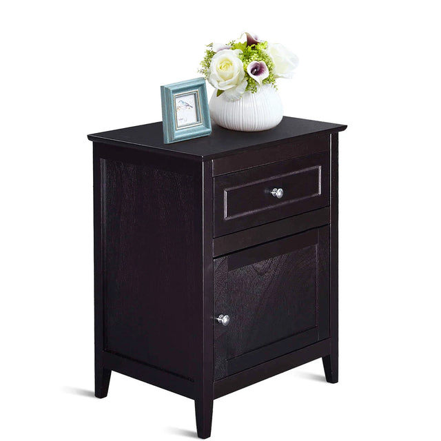2-Tier Accent Table with Spacious Tabletop-Dark Brown