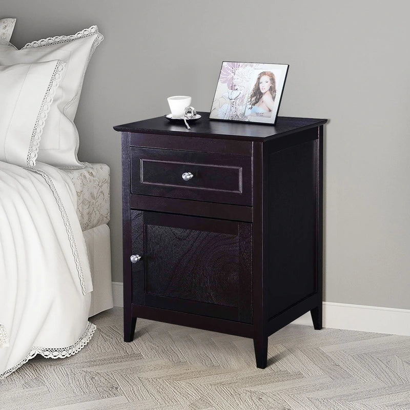 2-Tier Accent Table with Spacious Tabletop-Dark Brown