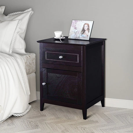 2-Tier Accent Table with Spacious Tabletop-Dark Brown