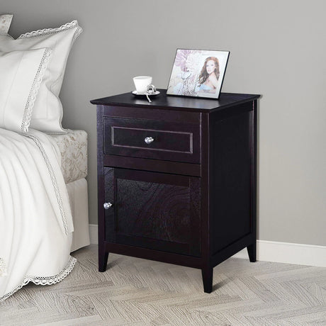 2-Tier Accent Table with Spacious Tabletop-Dark Brown
