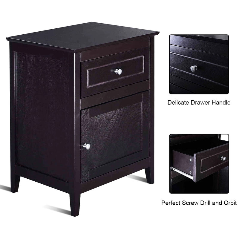 2-Tier Accent Table with Spacious Tabletop-Dark Brown