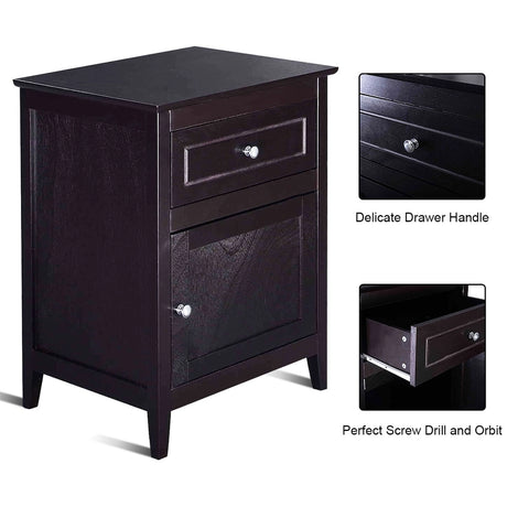 2-Tier Accent Table with Spacious Tabletop-Dark Brown