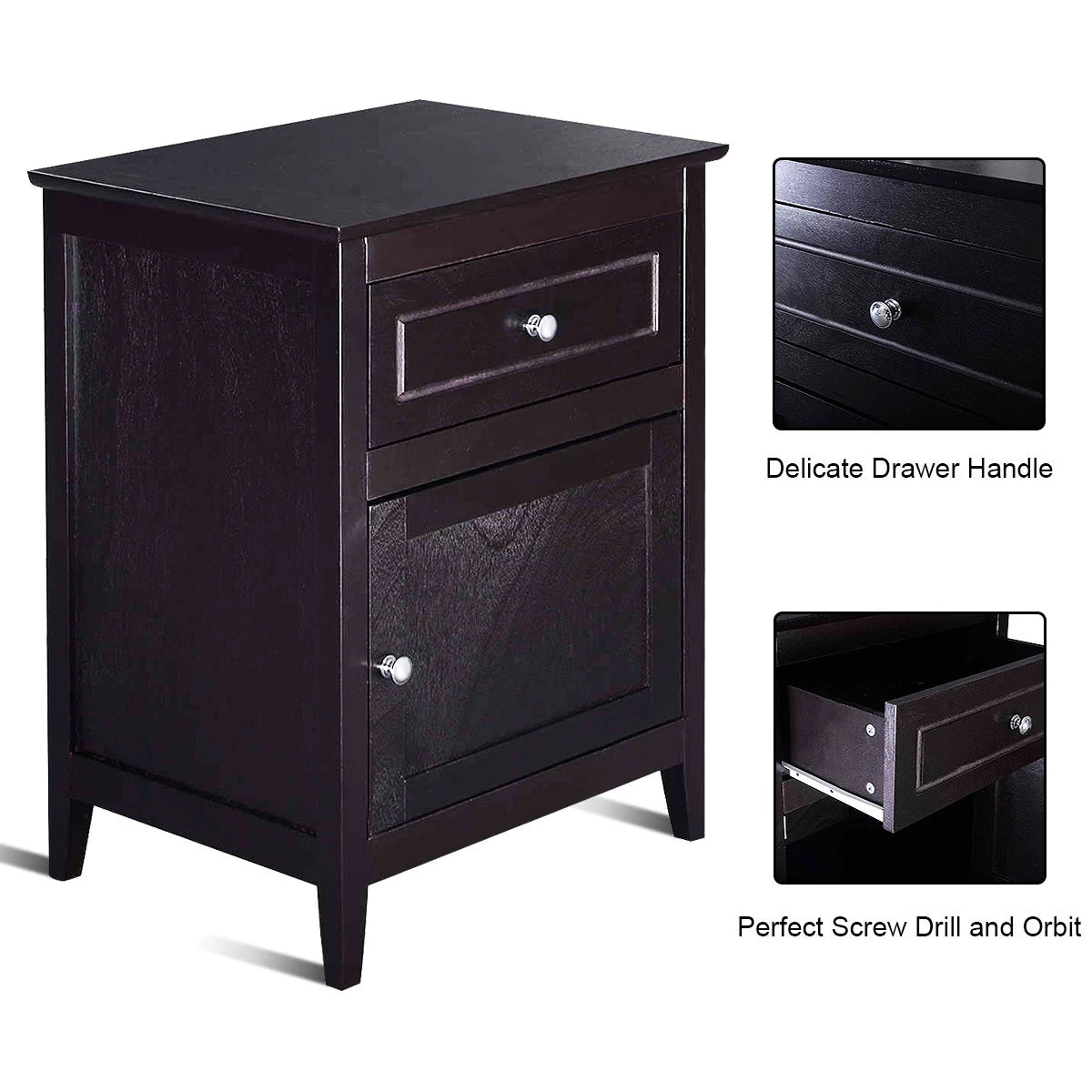 2-Tier Accent Table with Spacious Tabletop-Dark Brown