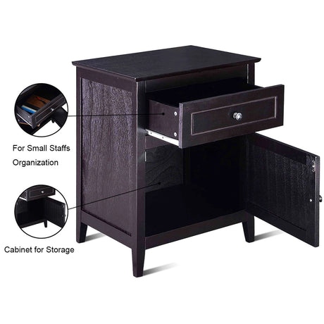 2-Tier Accent Table with Spacious Tabletop-Dark Brown