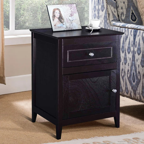 2-Tier Accent Table with Spacious Tabletop-Dark Brown
