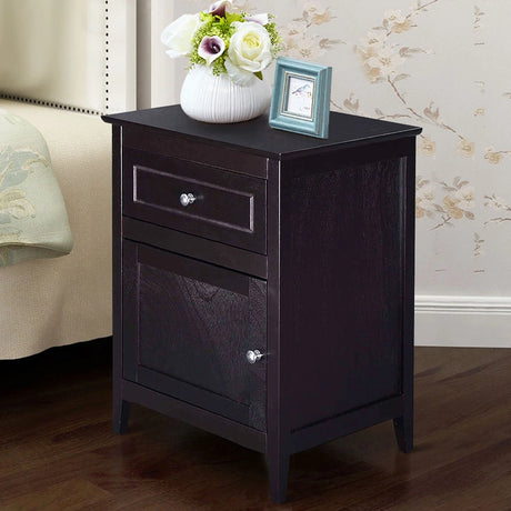 2-Tier Accent Table with Spacious Tabletop-Dark Brown