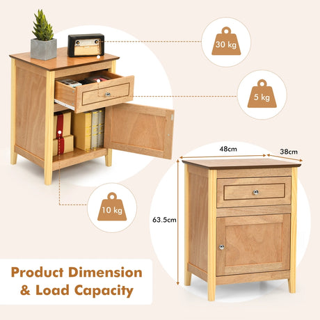 2-Tier Accent Table with Spacious Tabletop-Natural