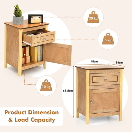 2-Tier Accent Table with Spacious Tabletop-Natural