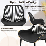 Plastic Dining Chair Set of 4 with Metal Legs and Cutout Backrest-Black