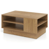 Wooden coffee table with storage space &amp; open compartments living room table side table sofa table natural