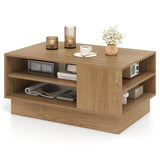 Wooden coffee table with storage space &amp; open compartments living room table side table sofa table natural
