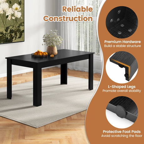 Modern Rectangular Kitchen Table for Breakfast Nook, Kitchen-Black