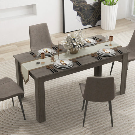 63 Inch Rectangular Modern Dining Kitchen Table-Gray