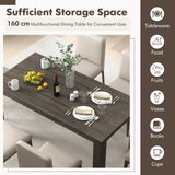 63 Inch Rectangular Modern Dining Kitchen Table-Gray