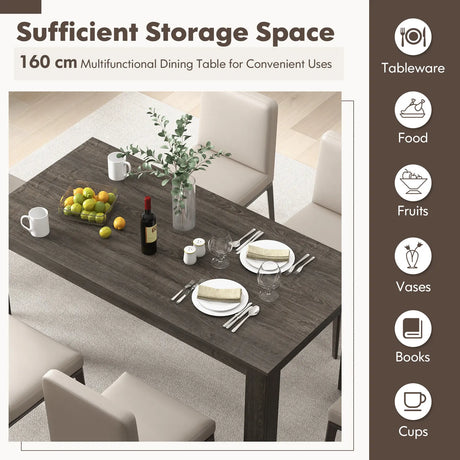 63 Inch Rectangular Modern Dining Kitchen Table-Gray