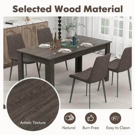 63 Inch Rectangular Modern Dining Kitchen Table-Gray