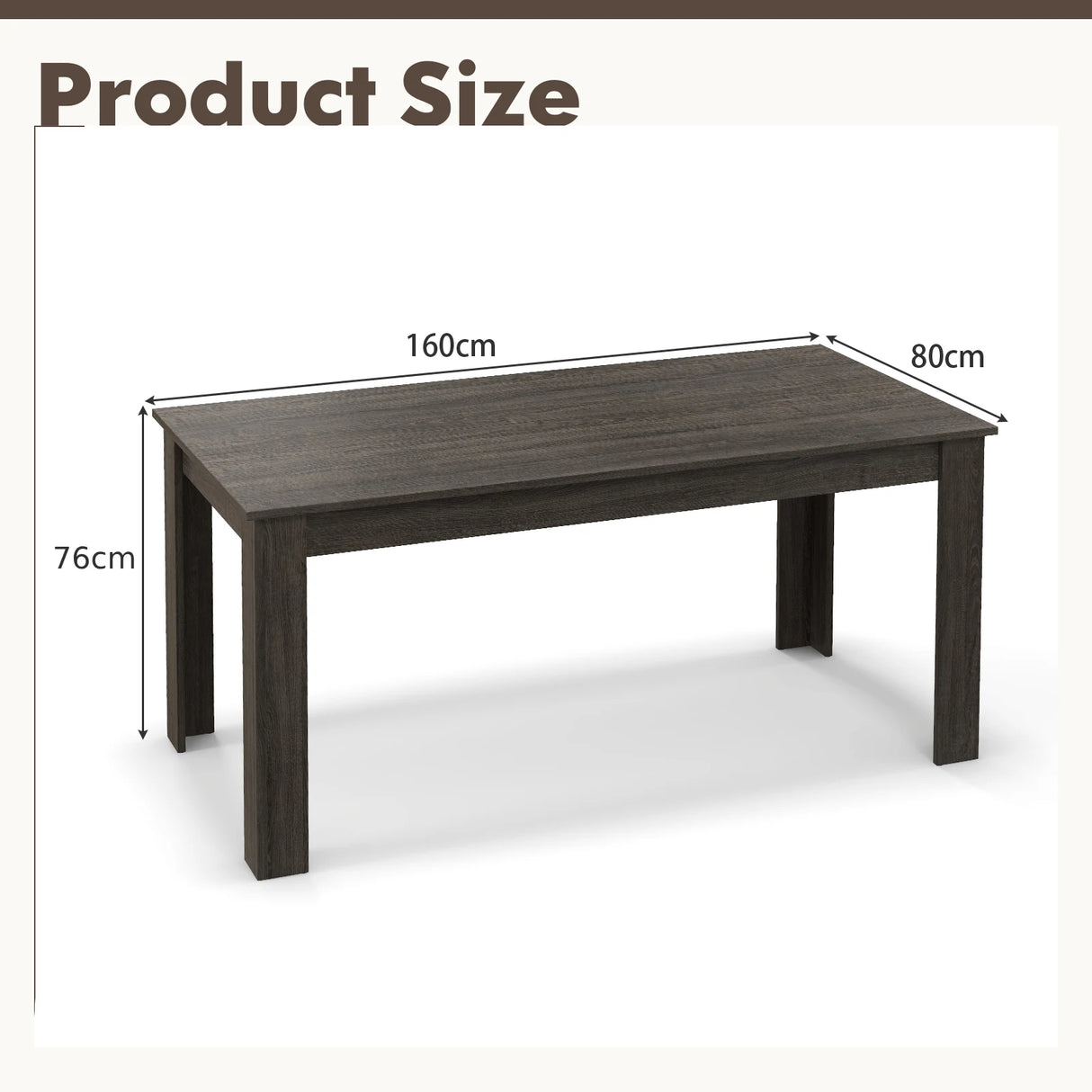 63 Inch Rectangular Modern Dining Kitchen Table-Gray