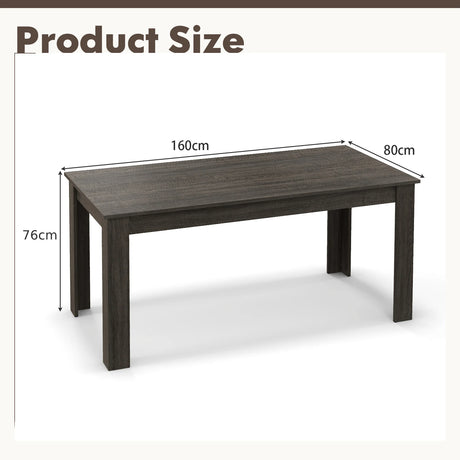63 Inch Rectangular Modern Dining Kitchen Table-Gray