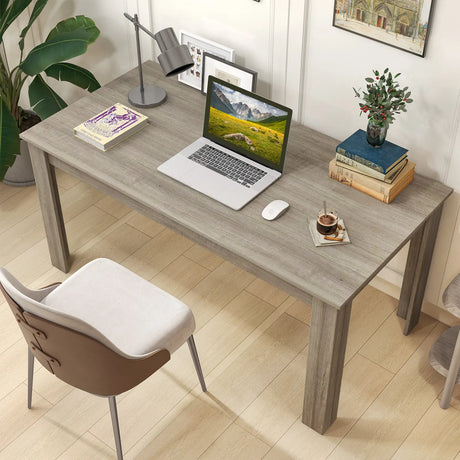160 CM Modern Dining Table with Sturdy L-shaped Legs-Natural