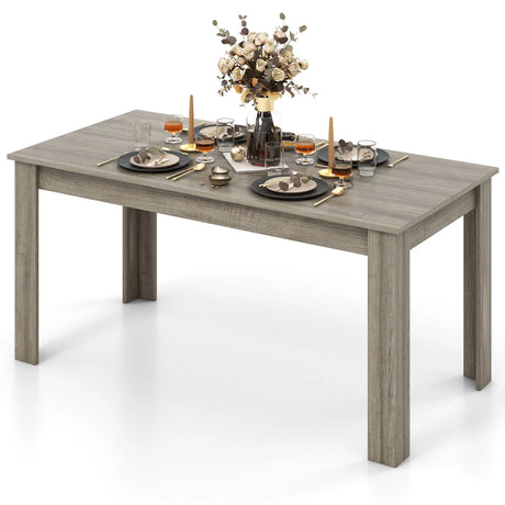 160 CM Modern Dining Table with Sturdy L-shaped Legs-Natural