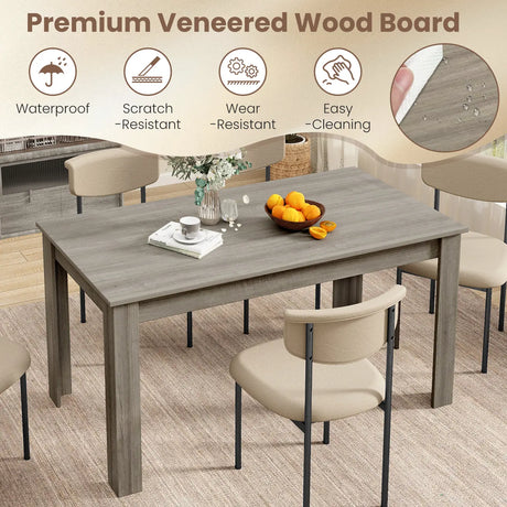 160 CM Modern Dining Table with Sturdy L-shaped Legs-Natural