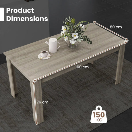 160 CM Modern Dining Table with Sturdy L-shaped Legs-Natural