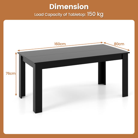 Modern Rectangular Kitchen Table for Breakfast Nook, Kitchen-Black