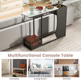 43.5 Inch Console Table with Plant Position and Faux Marble Top-Black