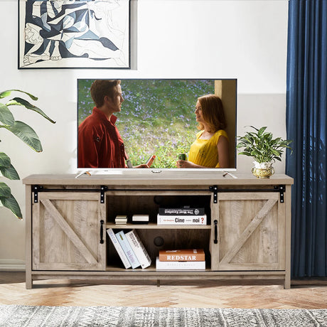 Wooden TV Stand for 65 Television with 2 Cabinets