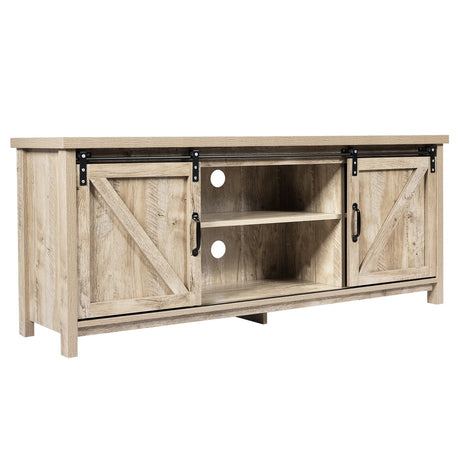 Wooden TV Stand for 65 Television with 2 Cabinets