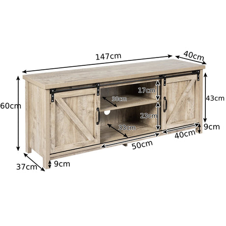 Wooden TV Stand for 65 Television with 2 Cabinets