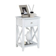 Storage End Bedside Drawer Nightstand w/ Bottom Shelf-White