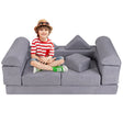 9-Piece Modular Kids Play Couch with Machine-washable Covers-Grey