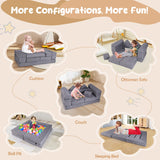 9-Piece Modular Kids Play Couch with Machine-washable Covers-Grey