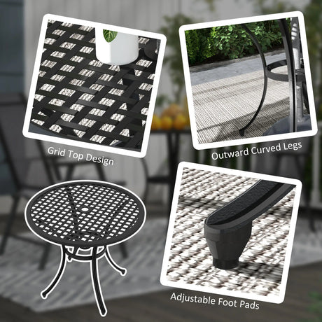Outsunny Round Aluminium Table, with 50mm Parasol Hole