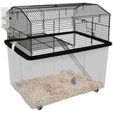 PawHut Two-Tier Gerbil Cage, Hamster Cage for Dwarf Hamster, Syrian Hamster w/ Wheels, Deep Bottom, Food Dish, Water Bottle