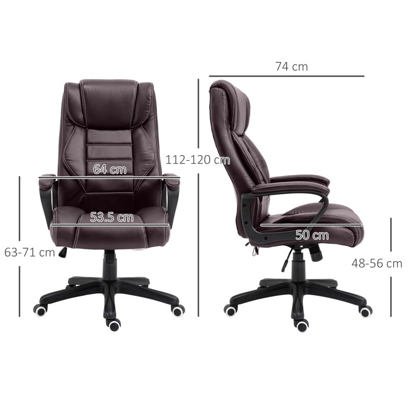 Vinsetto High Back Executive Office Chair 6- Point Vibration Massage Extra Padded Swivel Ergonomic Tilt Desk Seat, Brown