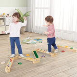 Wooden Balance Beam Set with Stepping Stones for 3+ Toddlers